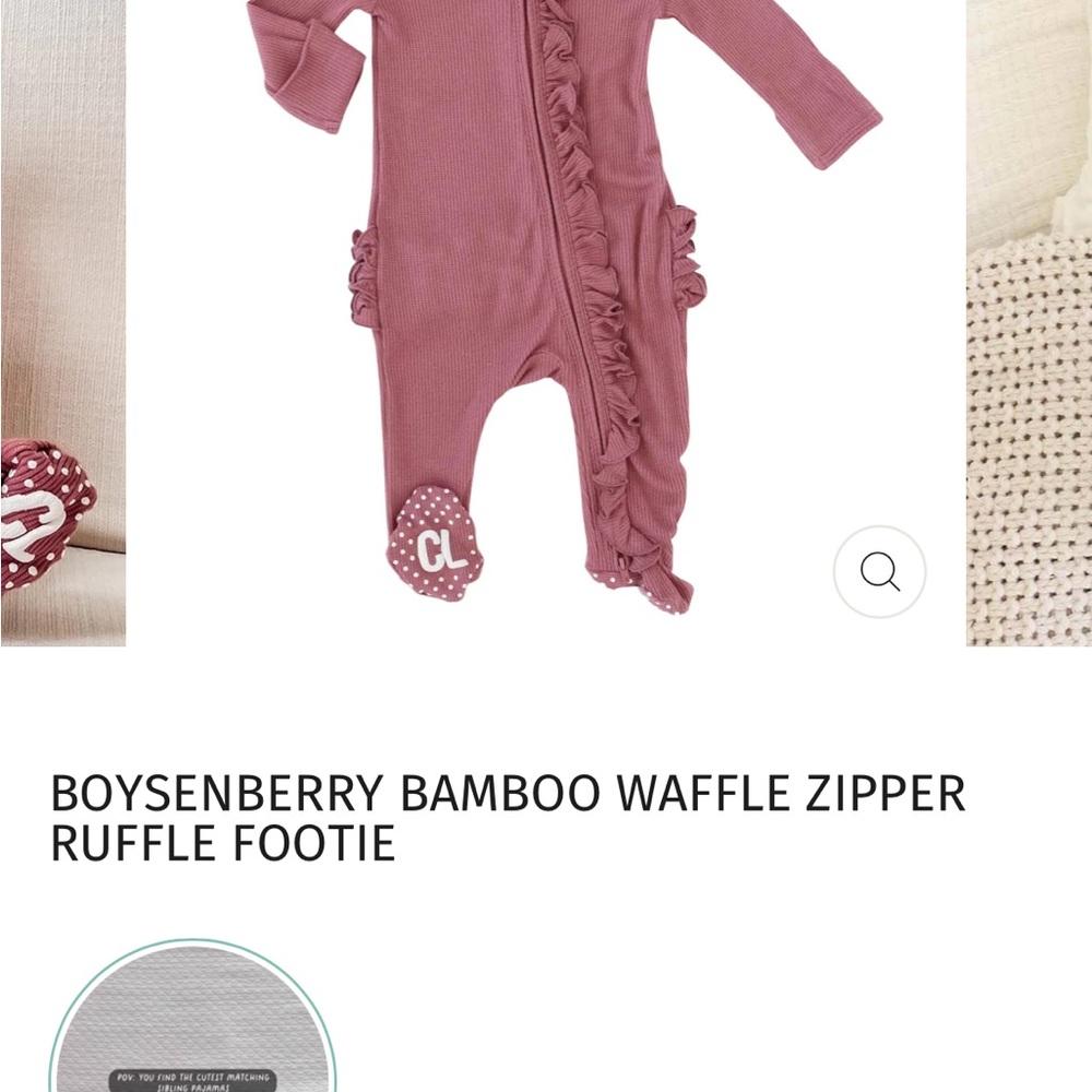 Caden Lane Boysenberry Baby Ruffle Footie